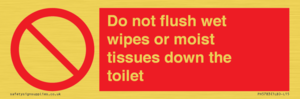 Do not flush wet wipes or moist tissues down the toilet